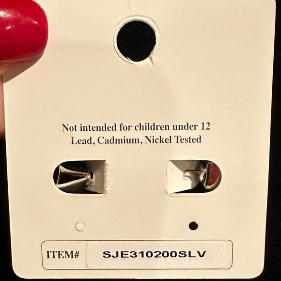 Silver 14K White Gold Dipped Right Angle Earrings, NWT - Picture 5 of 5